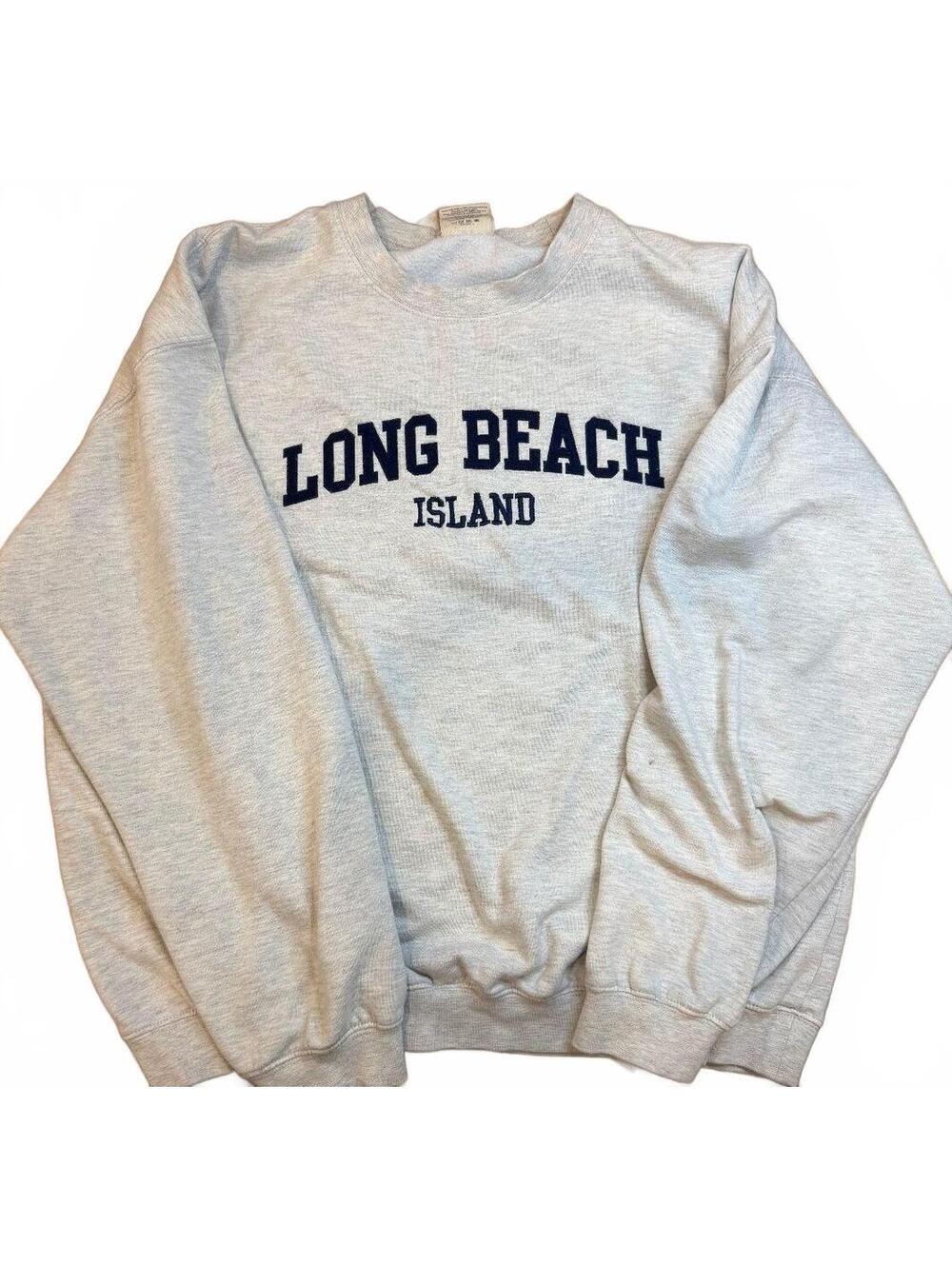 Soft As A Grape Long Beach Island Sweatshirt XL Gray LBI Crewneck Embroidered